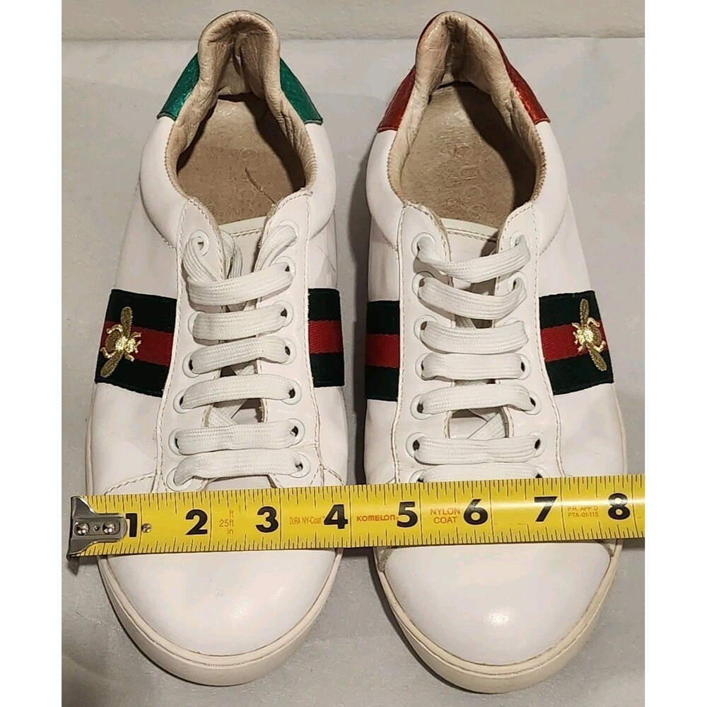 Gucci Ace Low-Top White Leather Bumblebee Sneakers White 40EU/8US Wom/6.5US Men - Picture 13 of 14
